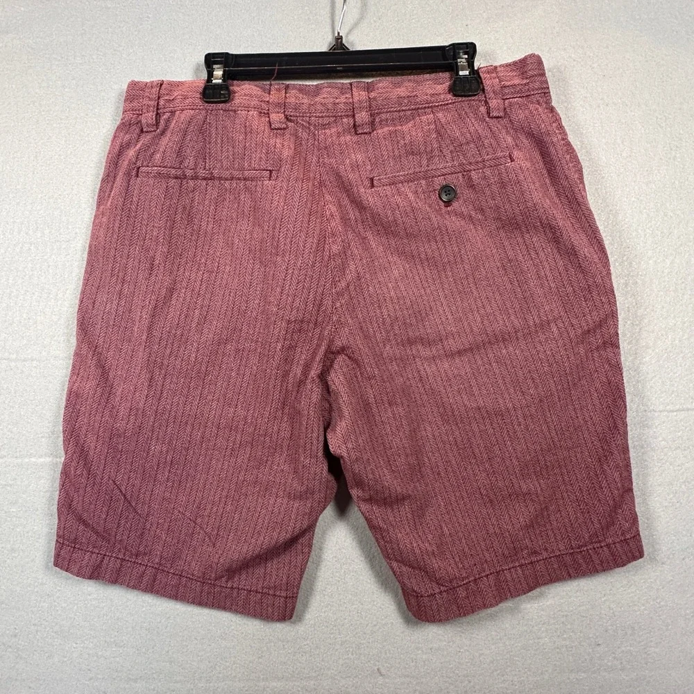 Banana Republic Mens 30 Burgundy Herringbone Shorts Red Casual Cotton